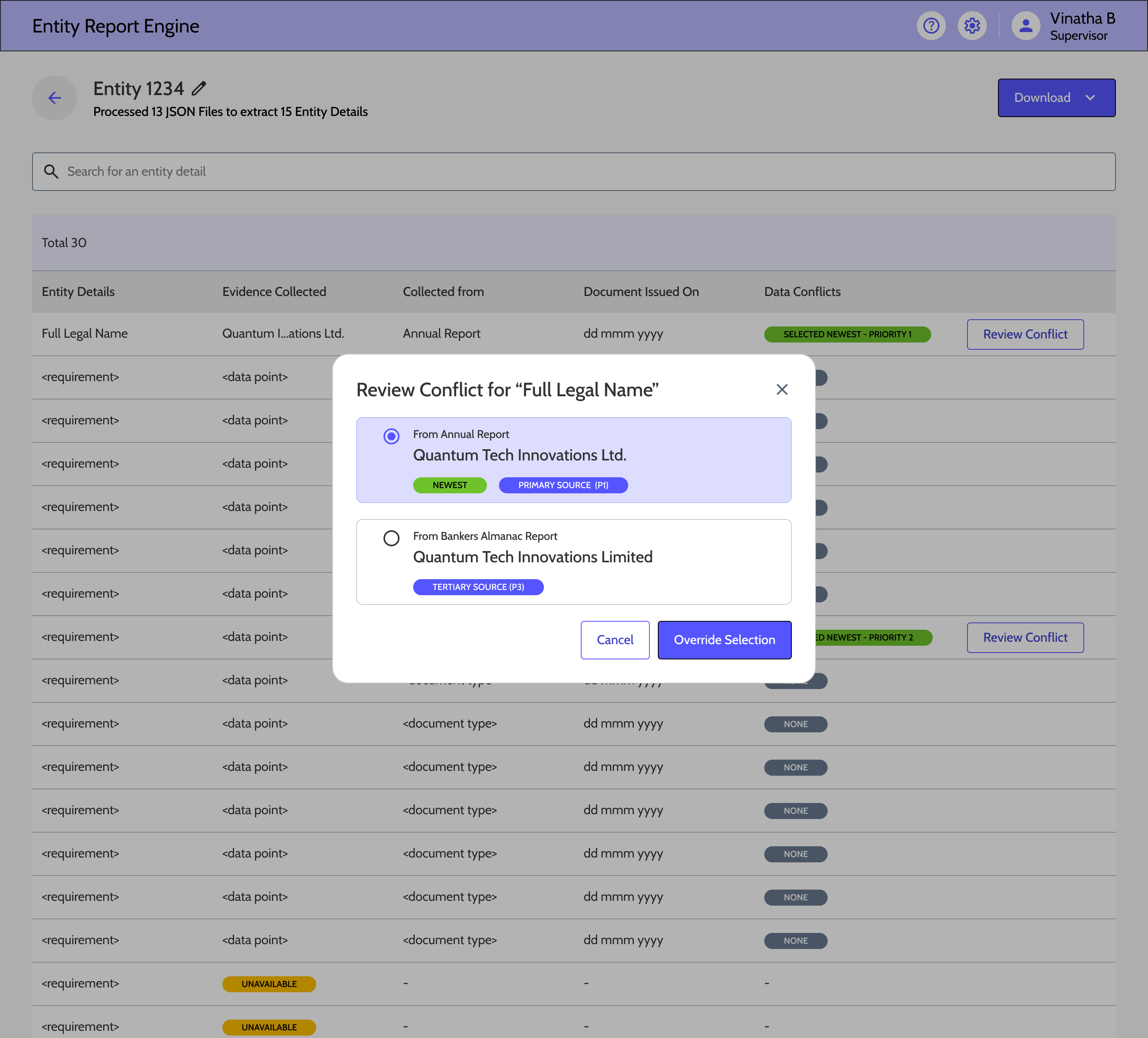 Entity summarise screenshot